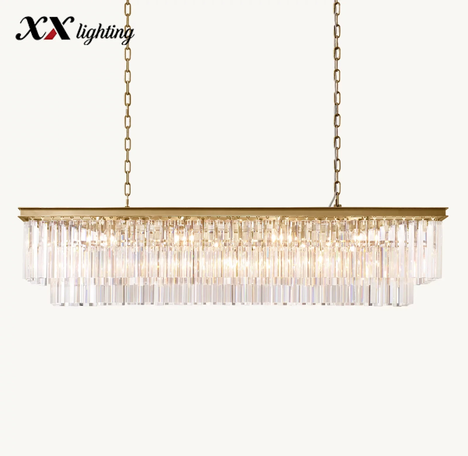1920S Odeon Rectangular Chandelier - 59", Polished Nickel