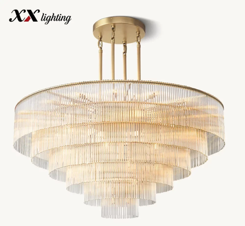 Amadeo Round Chandelier - 60″, Polished Nickel
