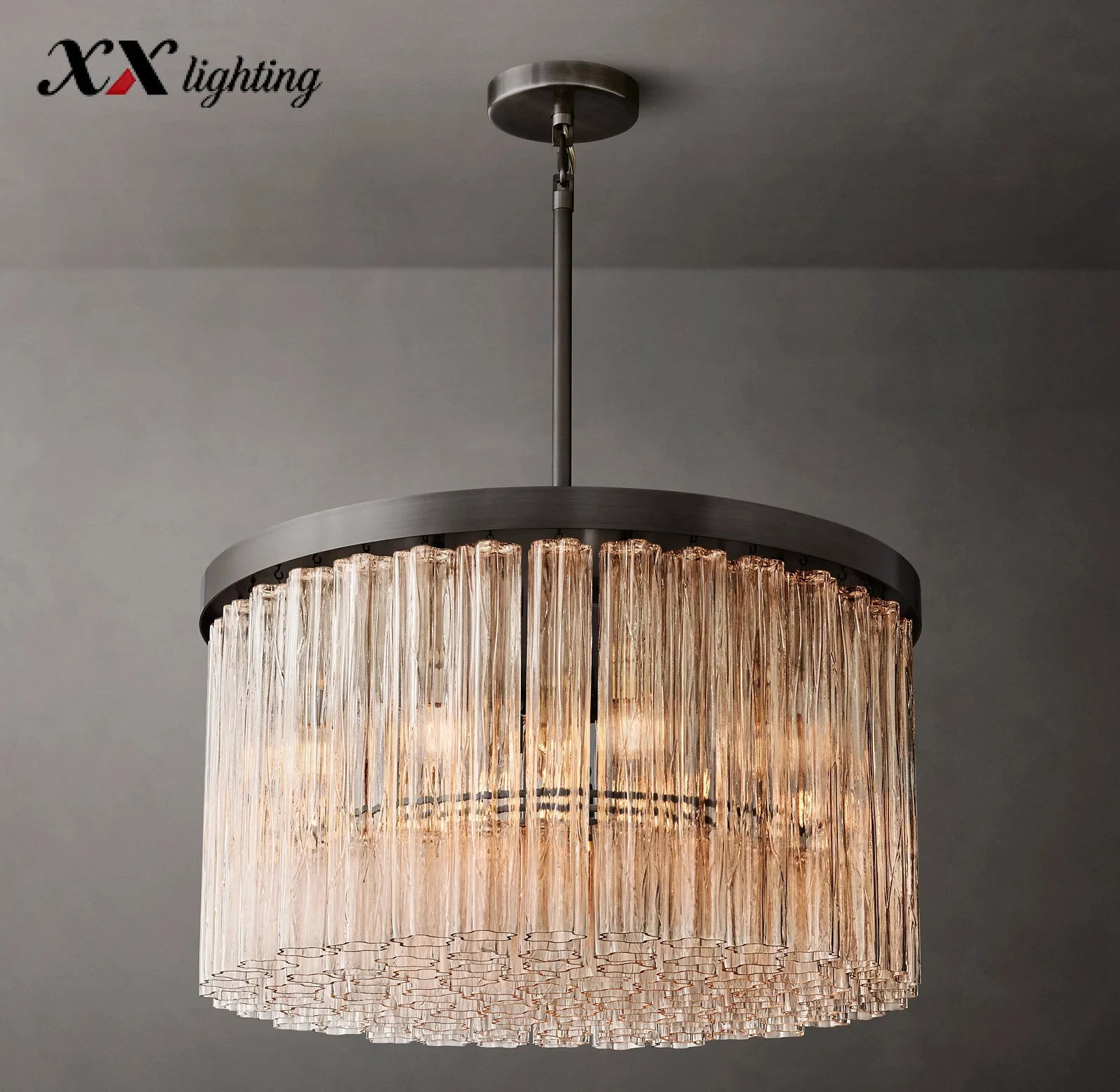 Cielo Round Glass Chandelier - 35½", Polished Nickel