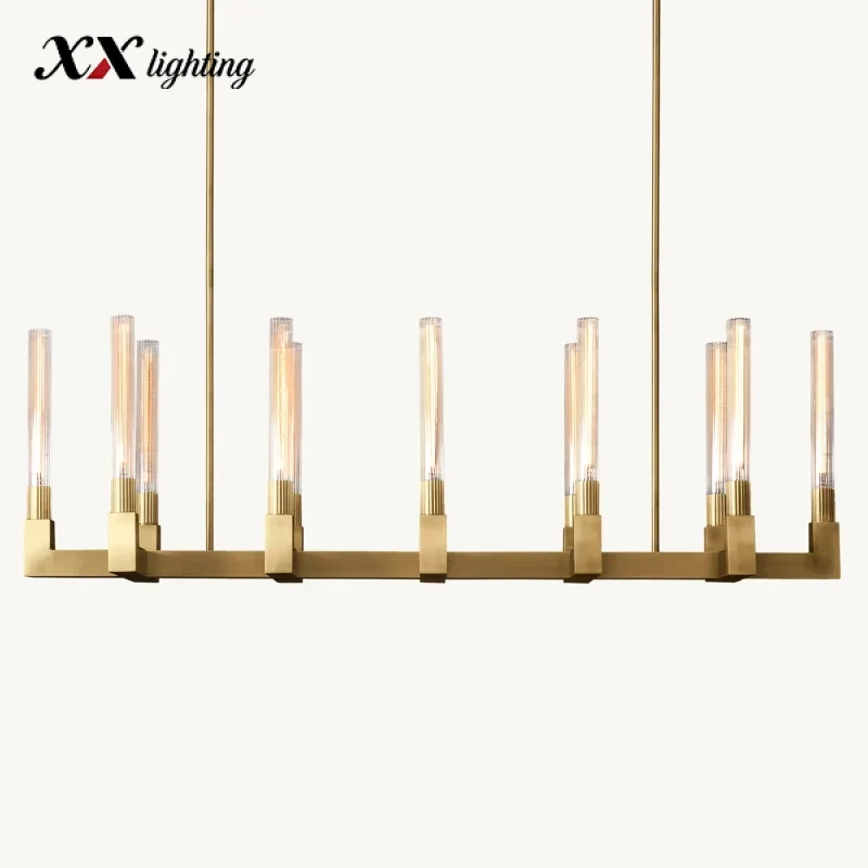 Cannele Linear Chandelier - 54¾″, Satin Nickel