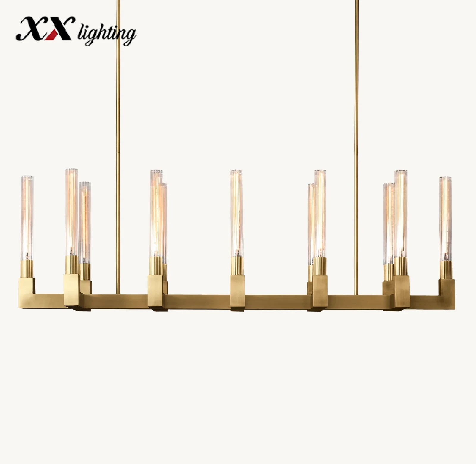Cannele Linear Chandelier - 54¾″, Satin Nickel