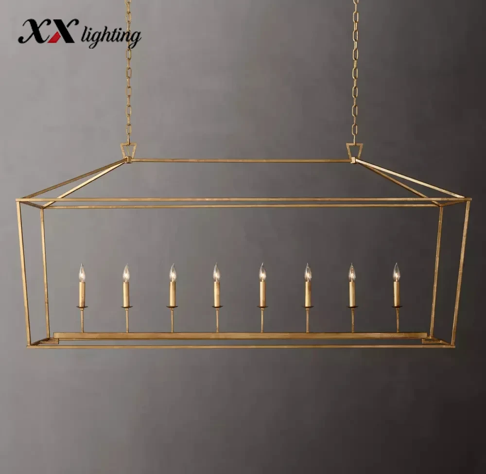 19Th C. English Openwork Rectangular Chandelier 54 inch - 72", Burnished Silver Leaf