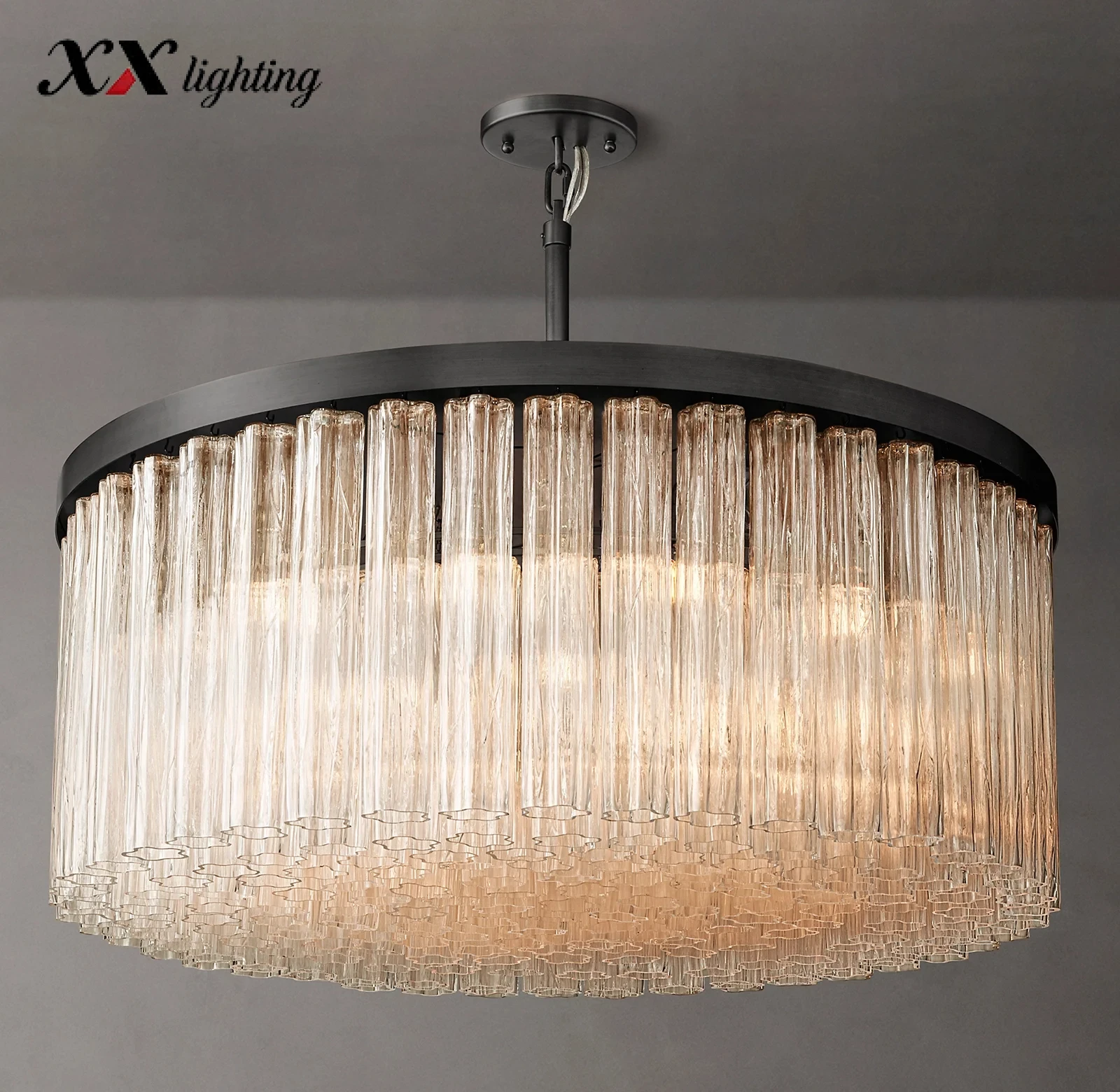 Cielo Round Glass Chandelier - 48", Polished Nickel