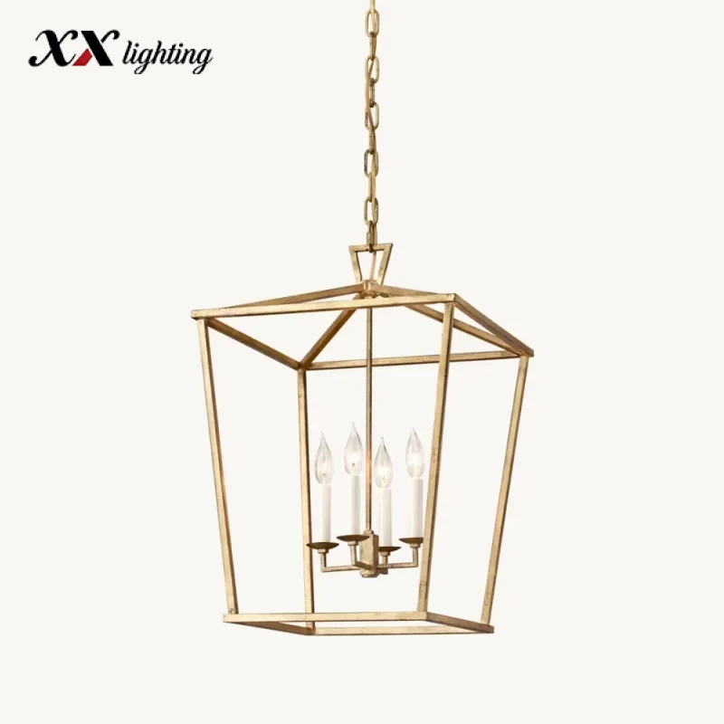 19th C. English Openwork Pendant Light 12 inch - 24", Gilded Iron