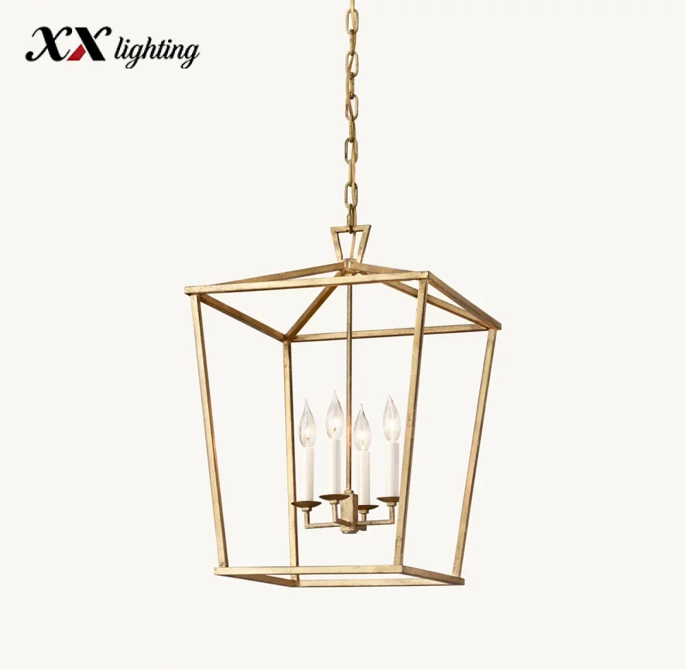 19th C. English Openwork Pendant Light 12 inch - 24", Gilded Iron