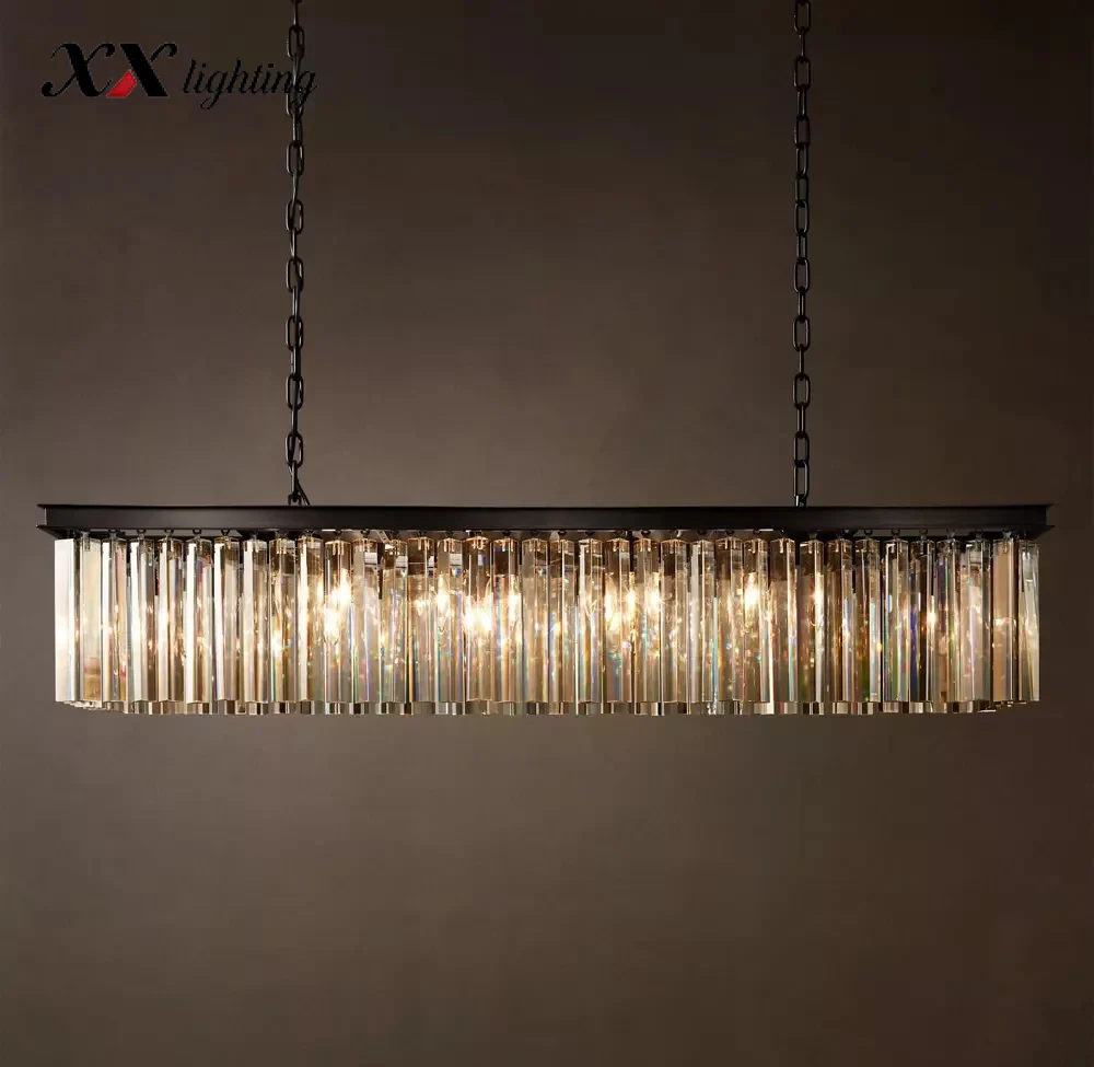 Rhys Rectangular Chandelier - 49¼″, Polished Nickel