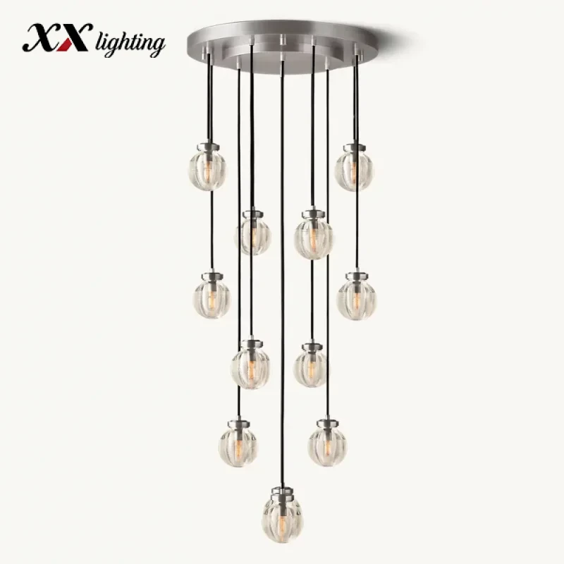 Pearl Round Chandelier 22 inch - 22″, Satin Nickel