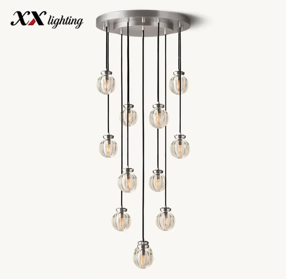 Pearl Round Chandelier 22 inch - 22″, Satin Nickel