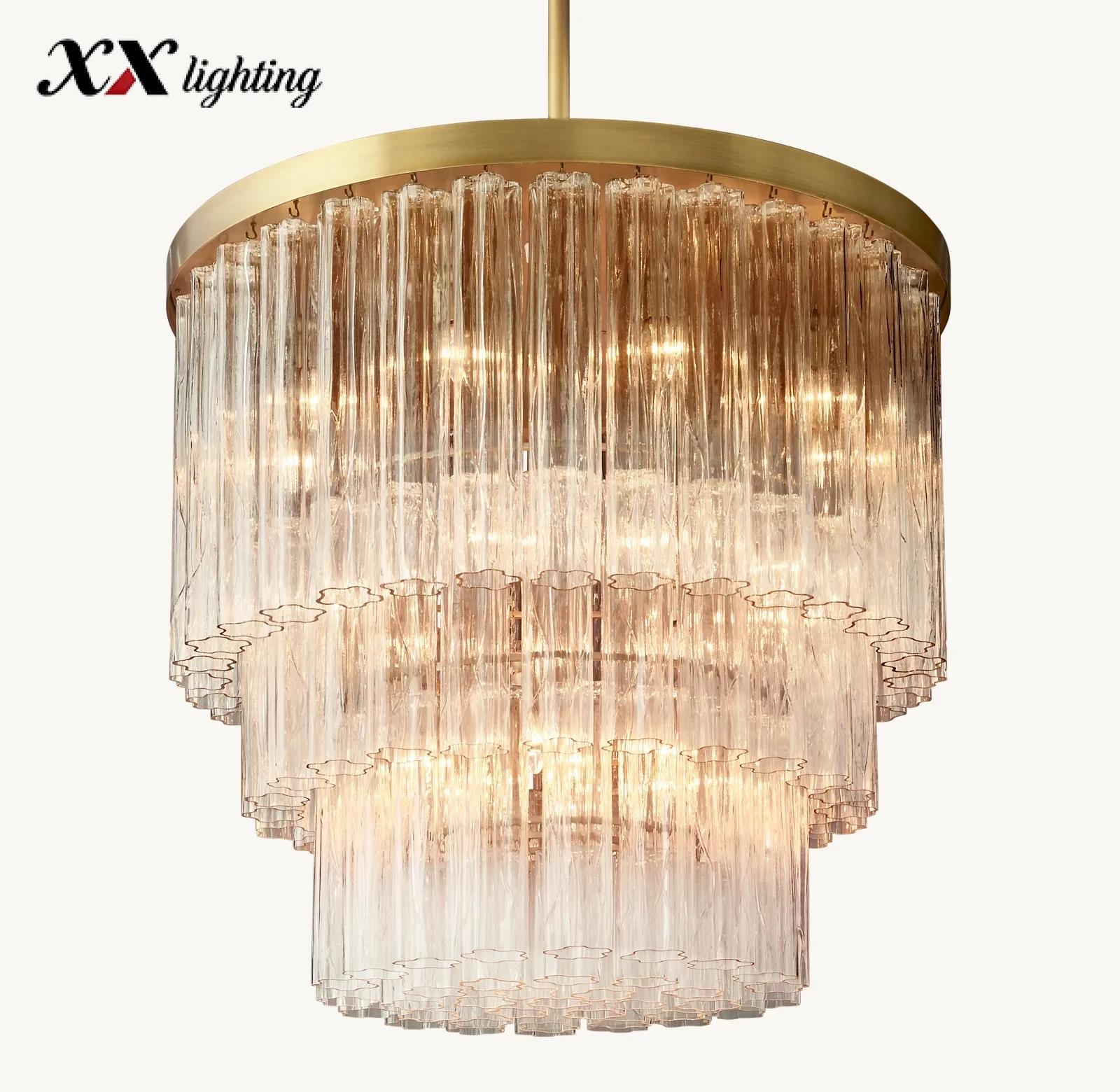 Cielo Three-Tier Round Chandelier - 35½", Polished Nickel
