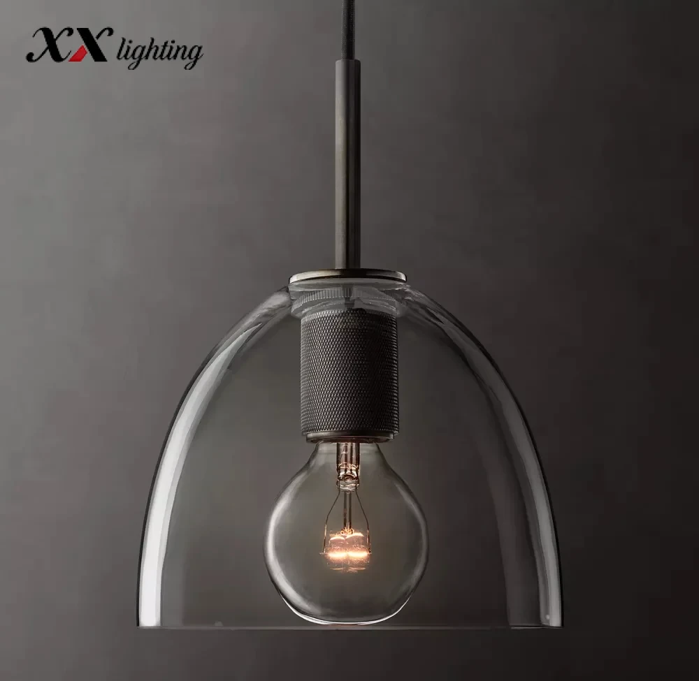 Utilitaire Cloche Shade Pendant 8 inch - 8″, Polished Nickel