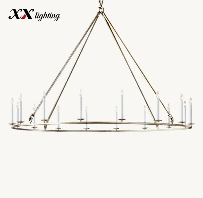 19Th C. English Openwork Round Chandelier 50 inch - 50", Burnished Silver Leaf