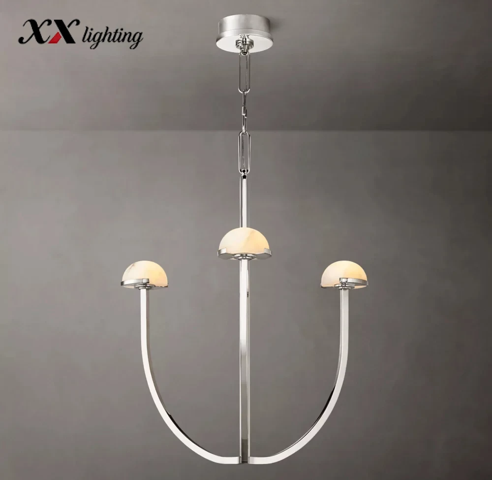 Pedra Round Chandelier 24 inch - 24", Polished Nickel