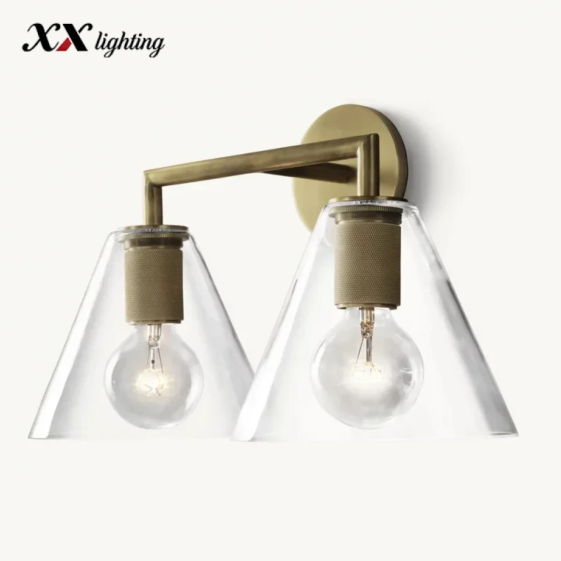 Utilitaire Funnel Shade Double Sconce - 17¼″, Polished Nickel