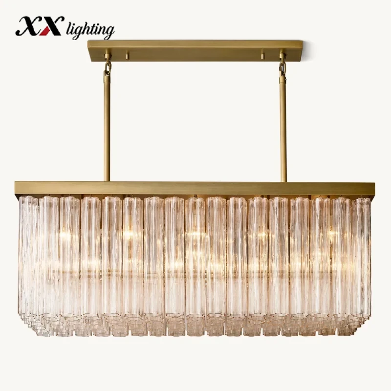 Cielo Rectangular Chandelier 54 inch - 54", Polished Nickel