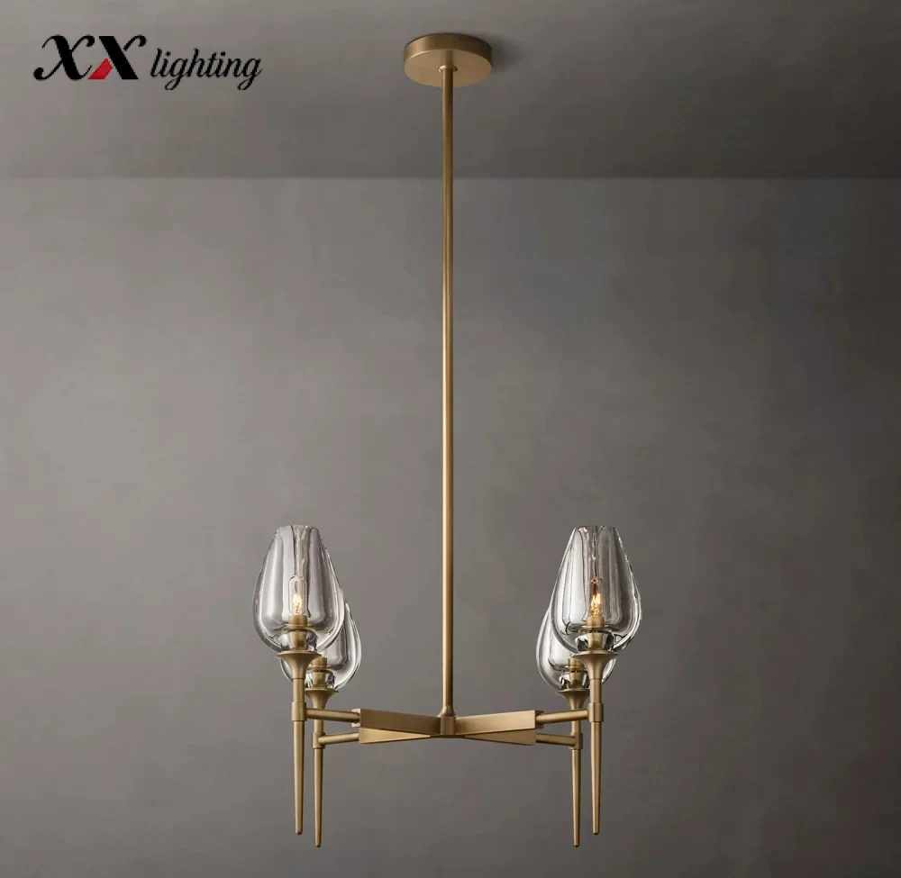 Tulip Round Chandelier 27 inch - 27", Satin Nickel