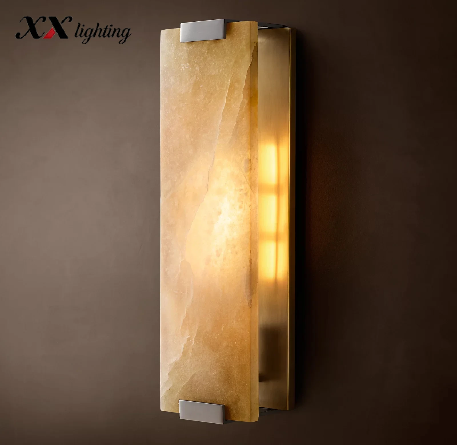 Hand-Carved Alabaster Sconce 6 inch - 6″, Polished Nickel