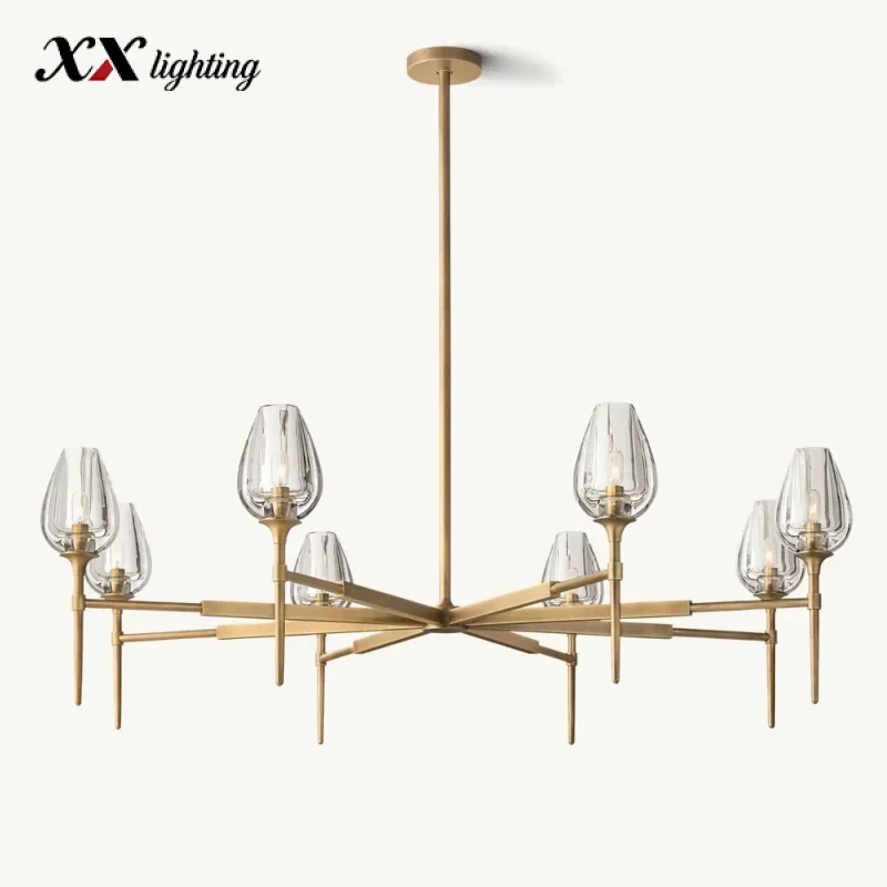 Tulip Round Chandelier 27 inch - 54", Satin Nickel