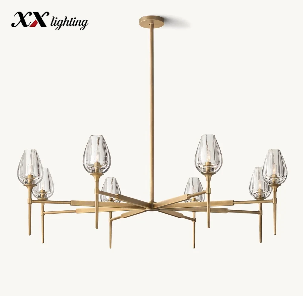 Tulip Round Chandelier 27 inch - 54", Satin Nickel