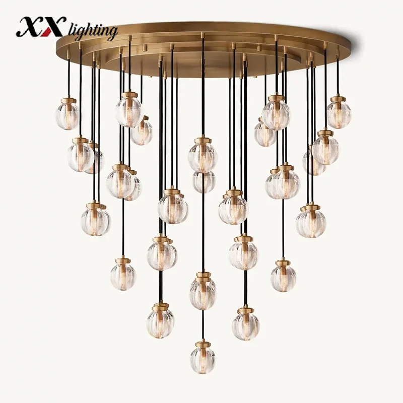 Pearl Round Chandelier 22 inch - 48″, Satin Nickel