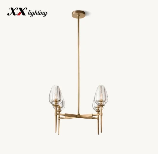 Tulip Round Chandelier 27 inch - 27", Satin Nickel