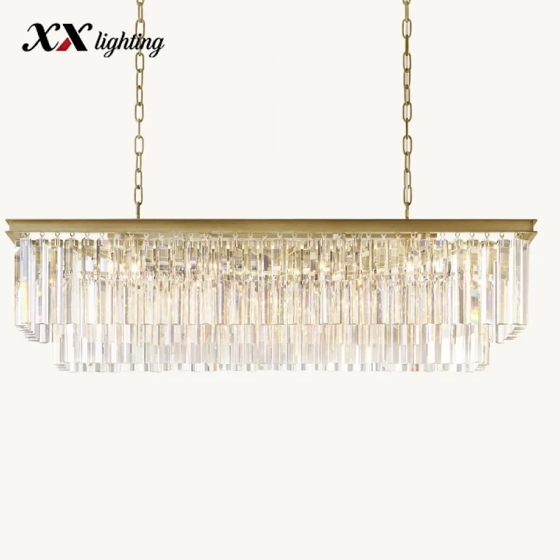 1920S Odeon Rectangular Chandelier - 49¼", Polished Nickel