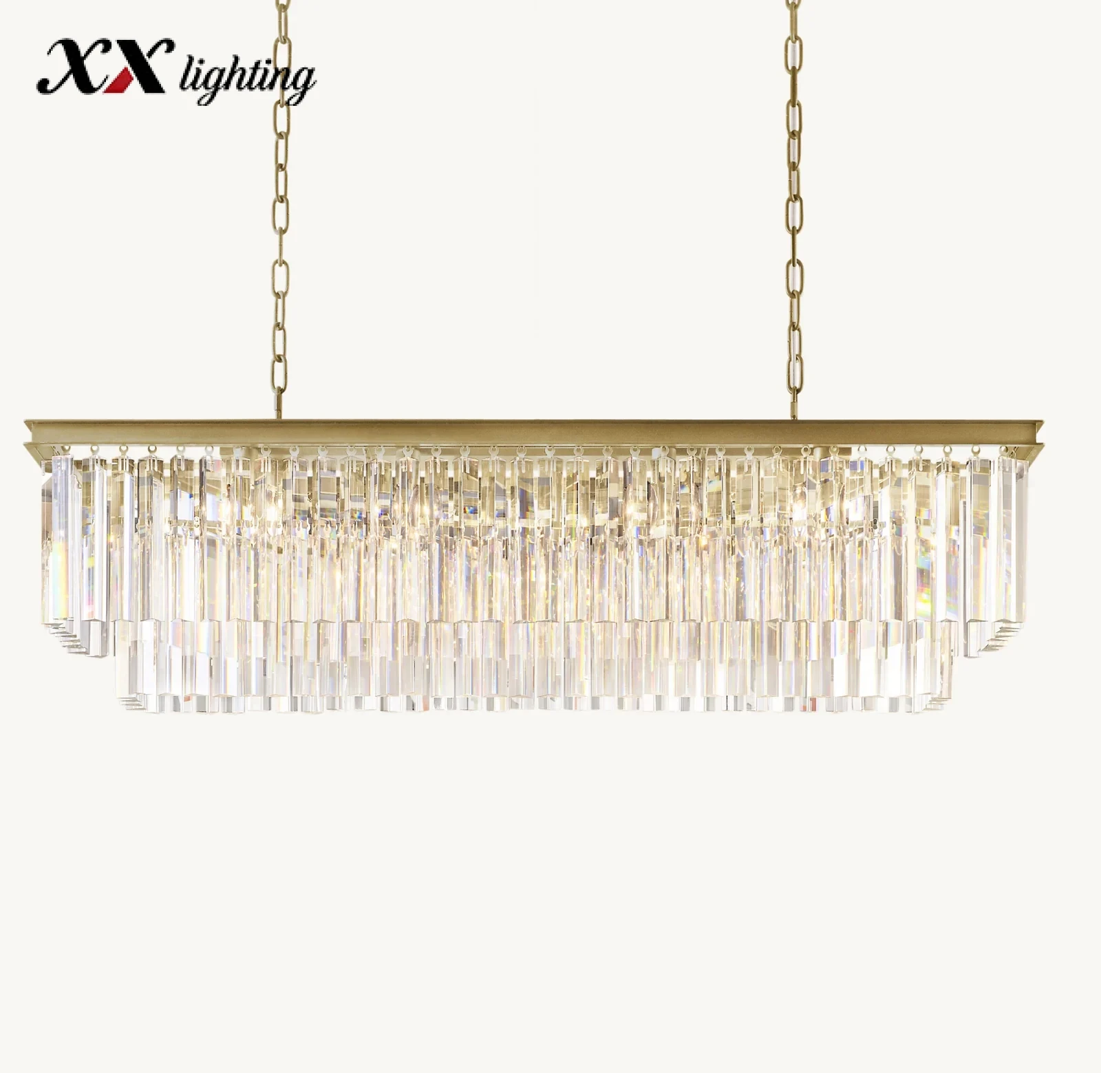 1920S Odeon Rectangular Chandelier - 49¼", Polished Nickel