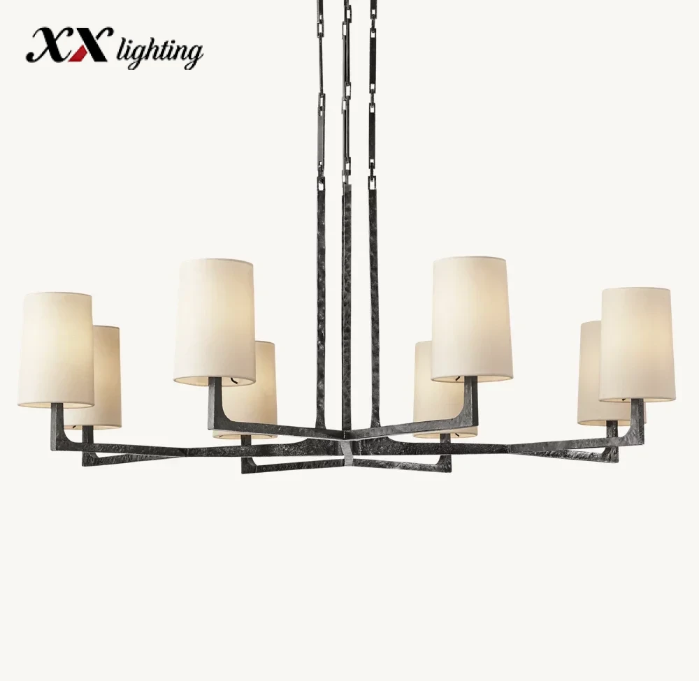Wright Round Chandelier 36 inch - 48″, Hammered Pewter