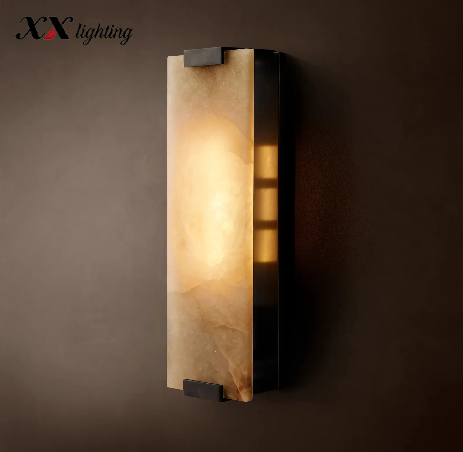 Hand-Carved Alabaster Sconce 6 inch - 6″, Polished Nickel