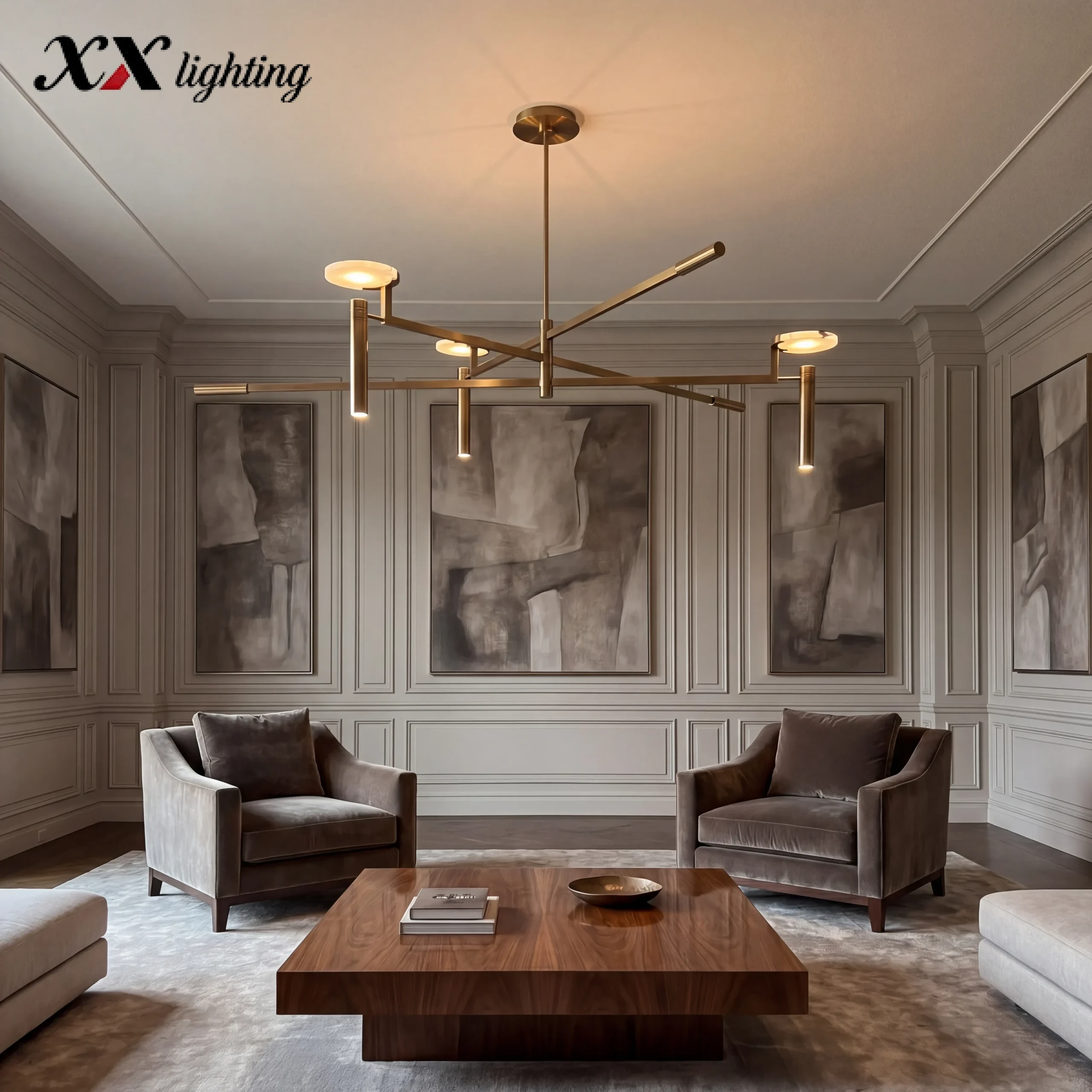 Melange Round Chandelier 45 inch - 60", Satin Nickel