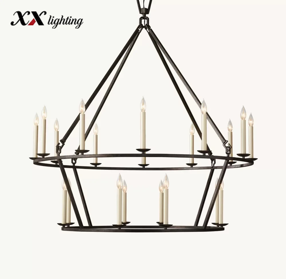 19Th C. English Openwork Two-Tier Round Chandelier 40 inch - 50", Burnished Silver Leaf