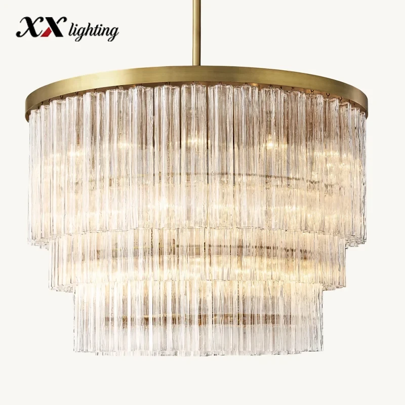 Cielo Three-Tier Round Chandelier - 48", Polished Nickel
