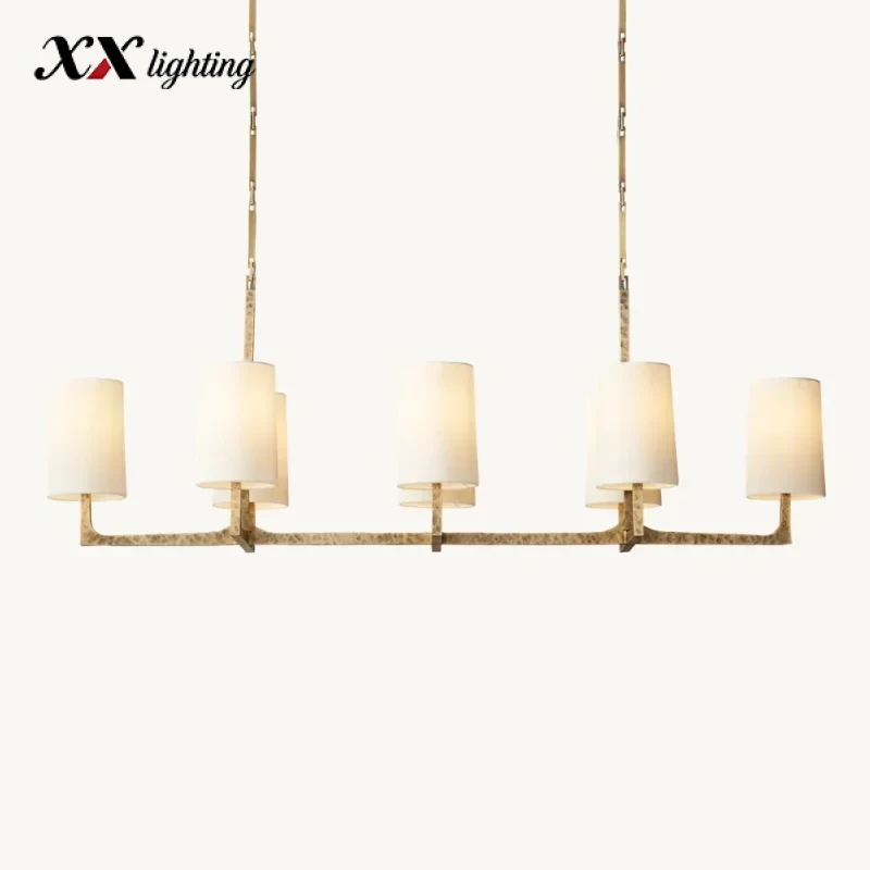 Wright Linear Chandelier 54 inch - 54″, Hammered Pewter