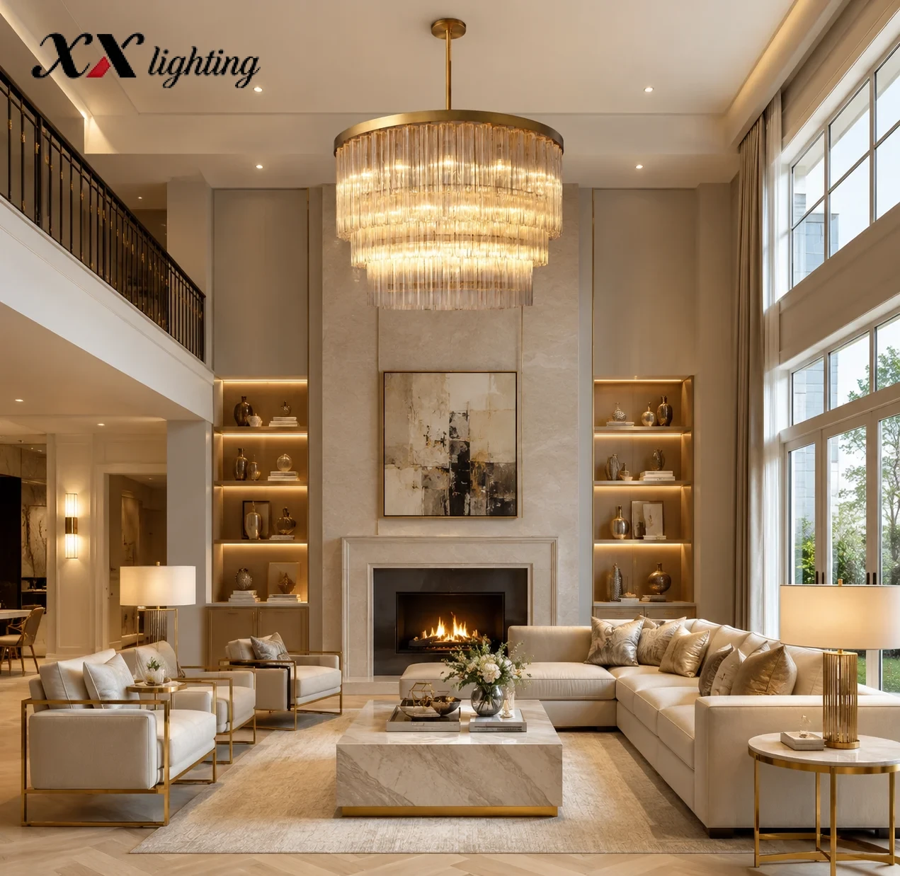 Cielo Three-Tier Round Chandelier - 48", Polished Nickel