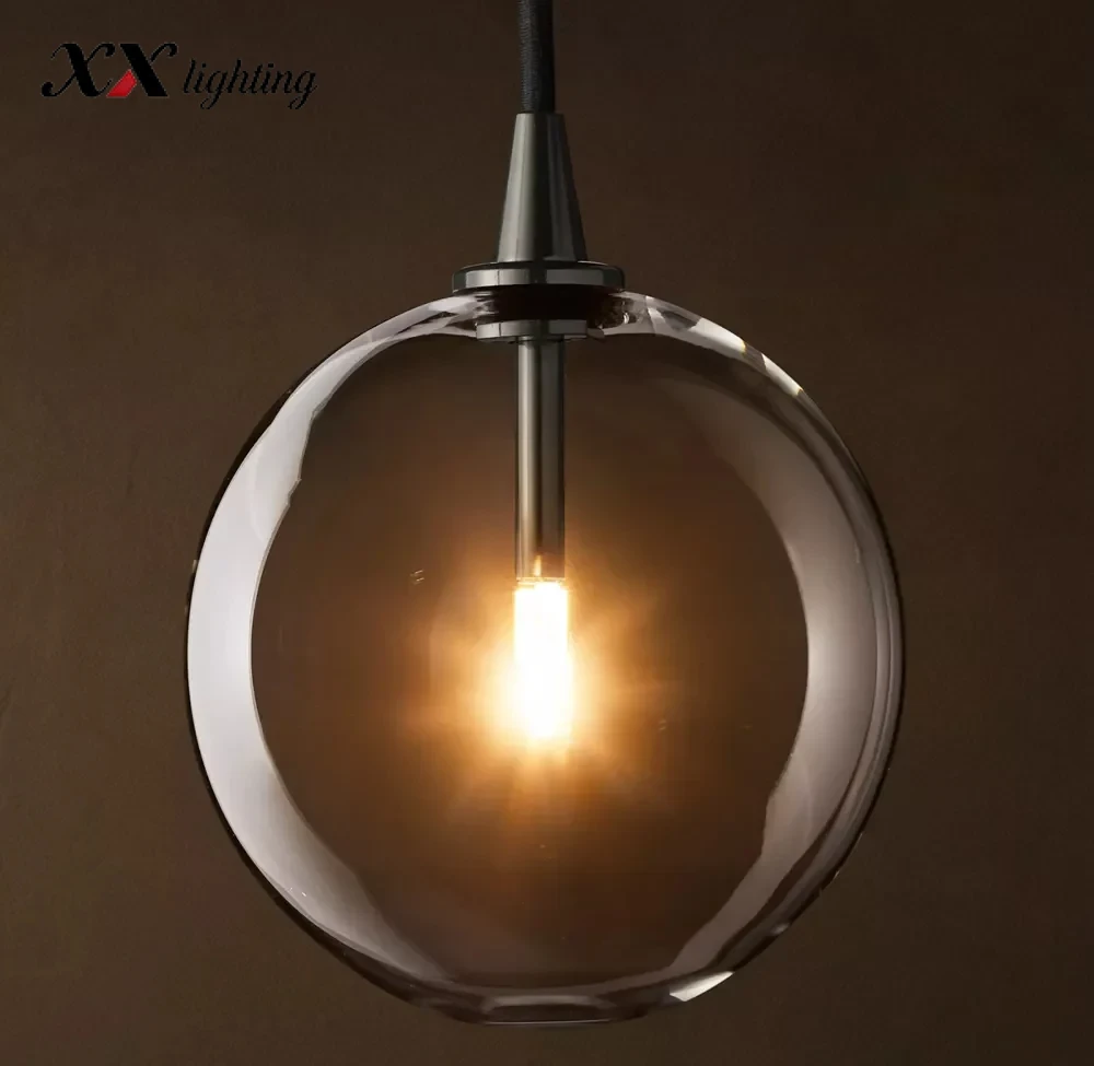 Glass Globe Mobile Pendant - 6, Polished Nickel