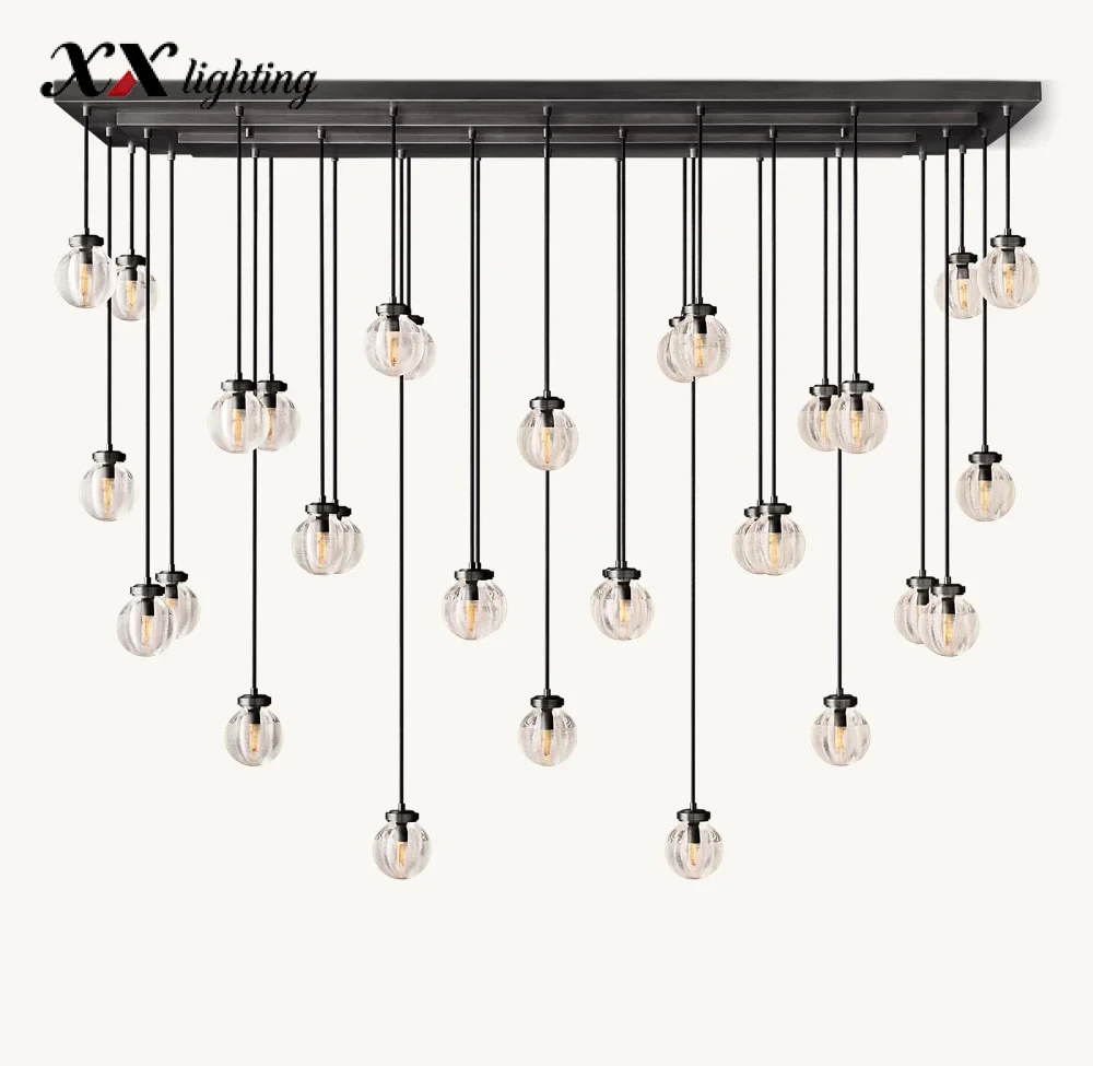 Pearl Rectangular Chandelier 36 inch - 72″, Satin Nickel