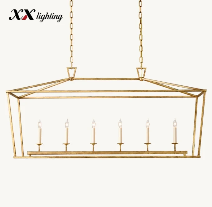 19Th C. English Openwork Rectangular Chandelier 54 inch - 54", Aged Iron