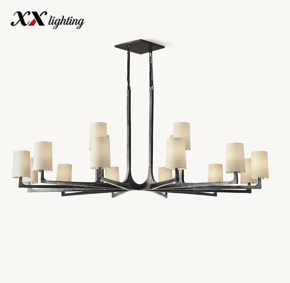 Wright Round Chandelier 36 inch - 60″, Hammered Pewter
