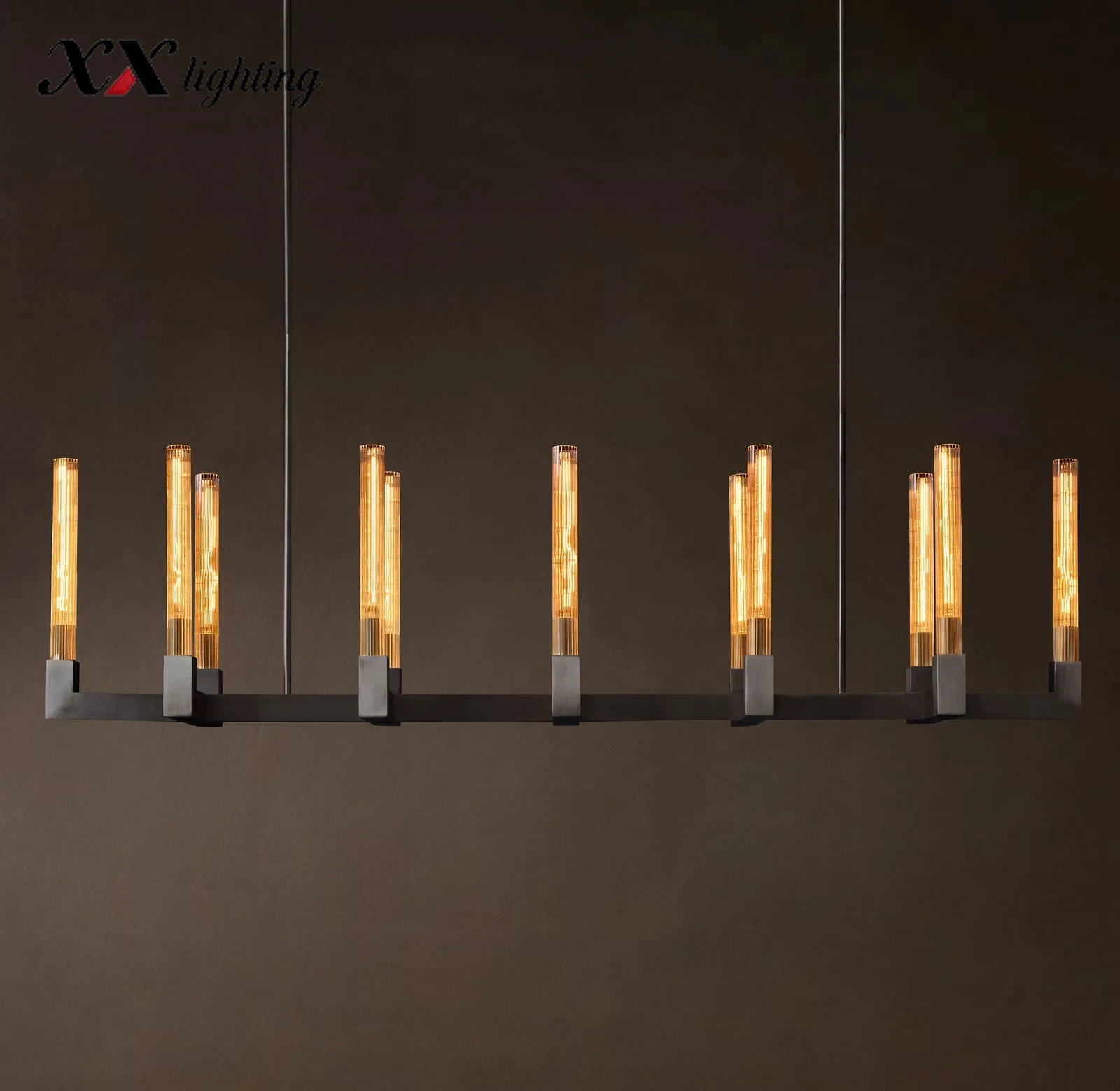 Cannele Linear Chandelier - 66¾″, Satin Nickel