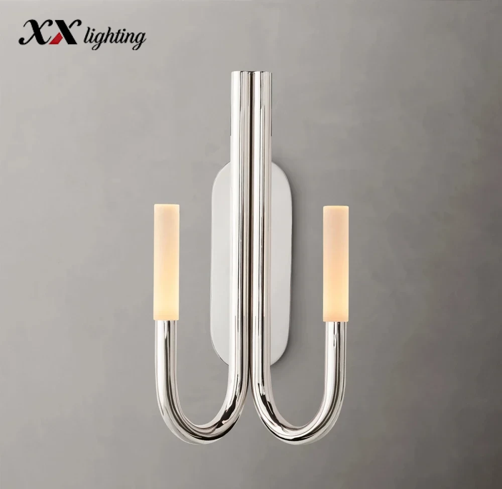 Rousseau Double Sconce 10 inch - 10″, Polished Nickel
