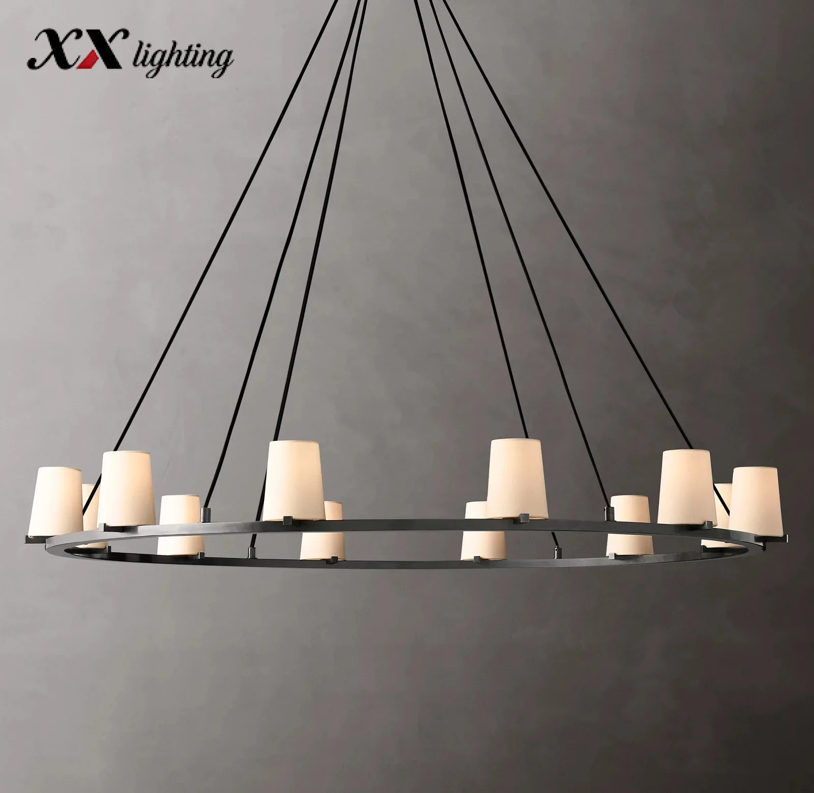 Pauillac Fabric Shade Round Chandelier 36 inch - 60", Polished Nickel