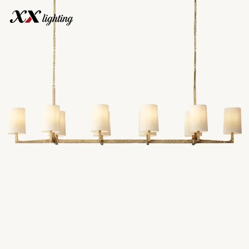 Wright Linear Chandelier 54 inch - 72″, Hammered Pewter