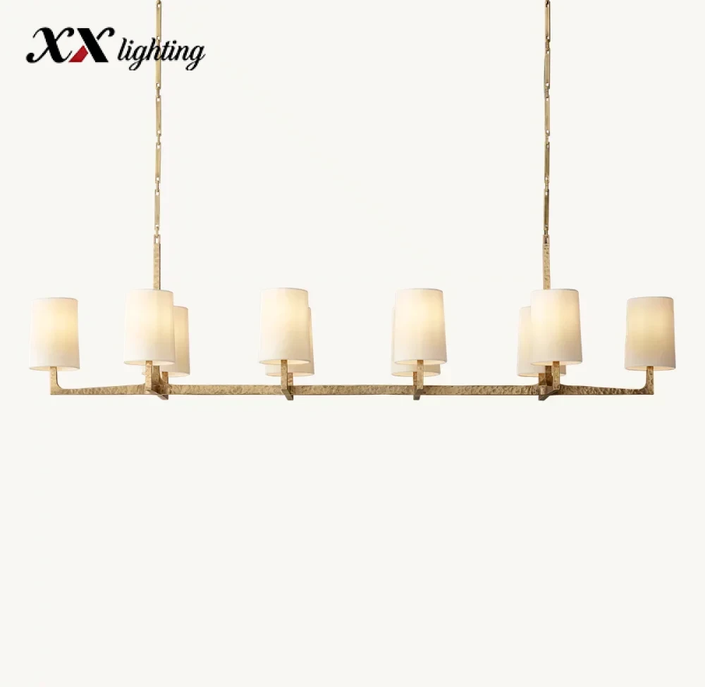 Wright Linear Chandelier 54 inch - 72″, Hammered Pewter