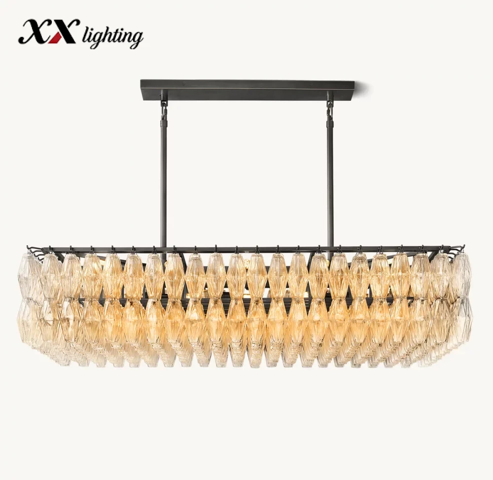 Chiara Clear Glass Rectangular Chandelier
