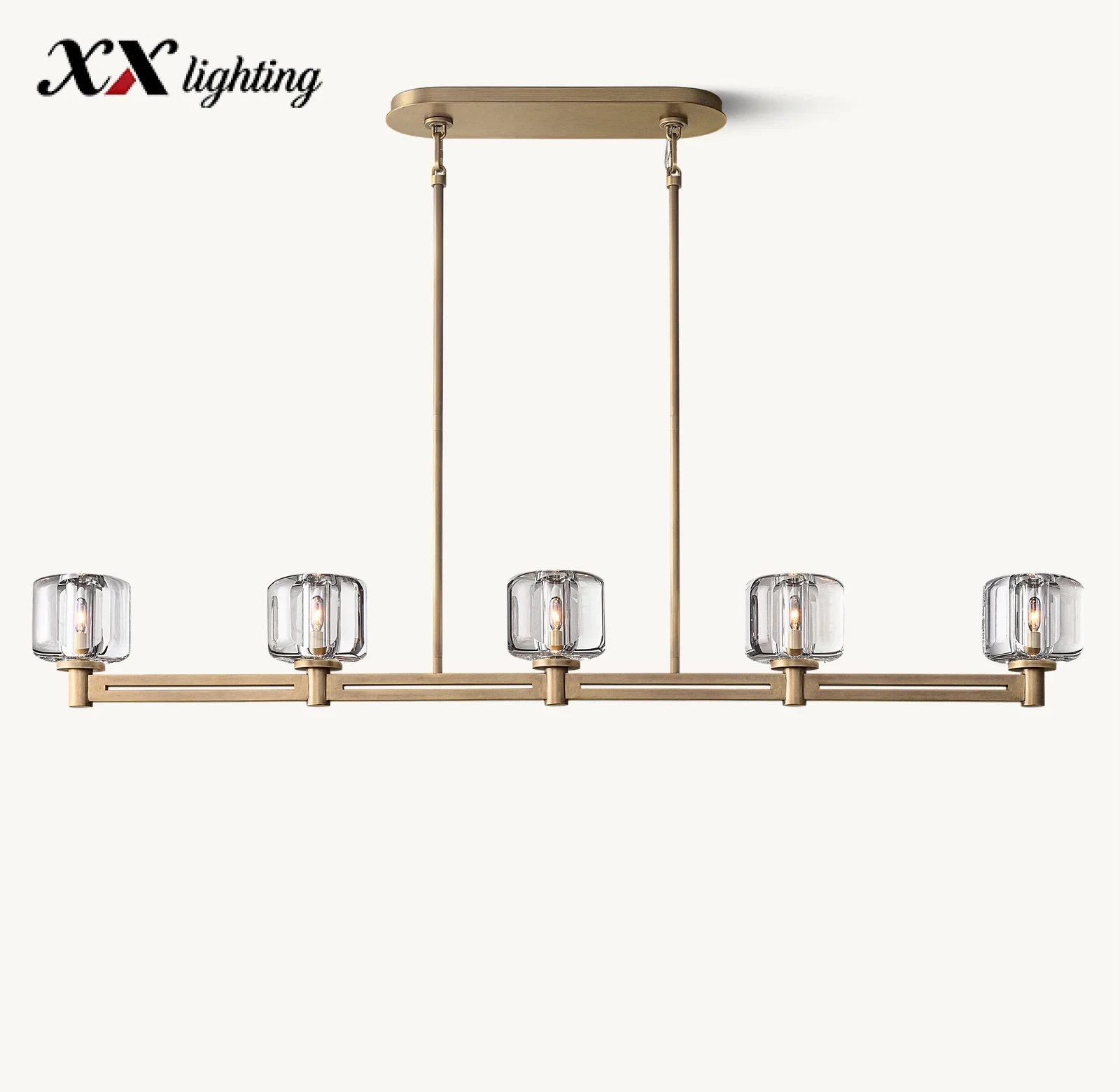 Demaret Linear Chandelier 54 inch - 54″, Polished Nickel