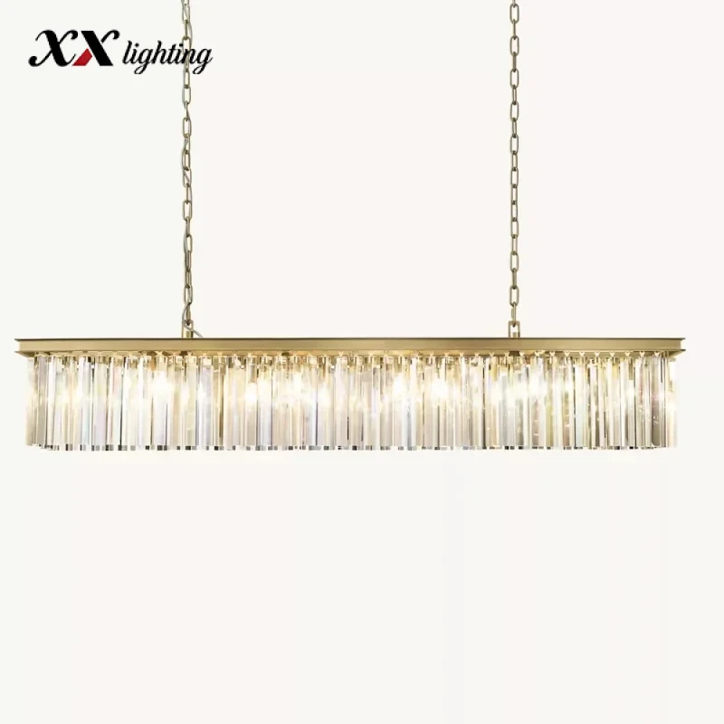 Rhys Rectangular Chandelier - 60″, Polished Nickel