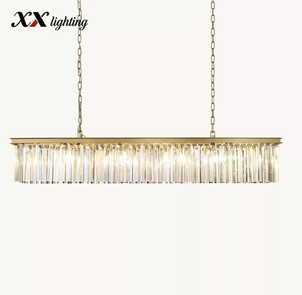 Rhys Rectangular Chandelier - 60″, Polished Nickel