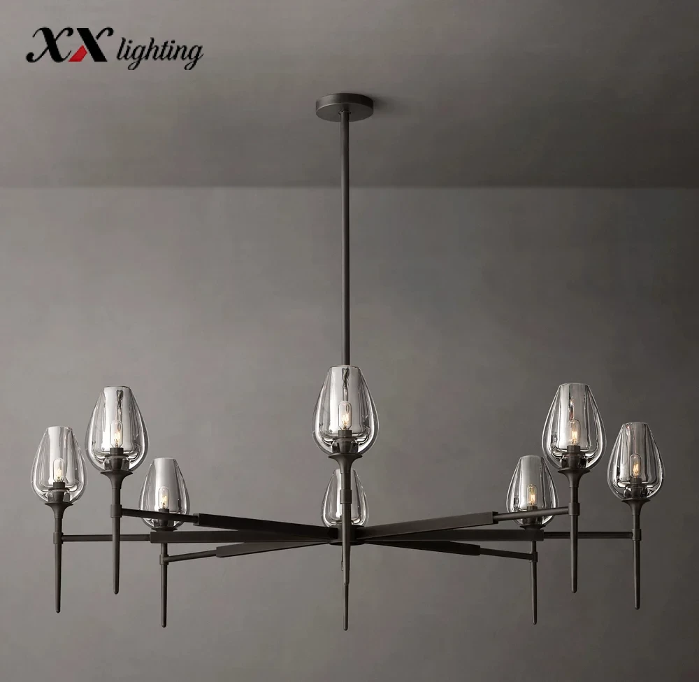 Tulip Round Chandelier 27 inch - 54", Satin Nickel