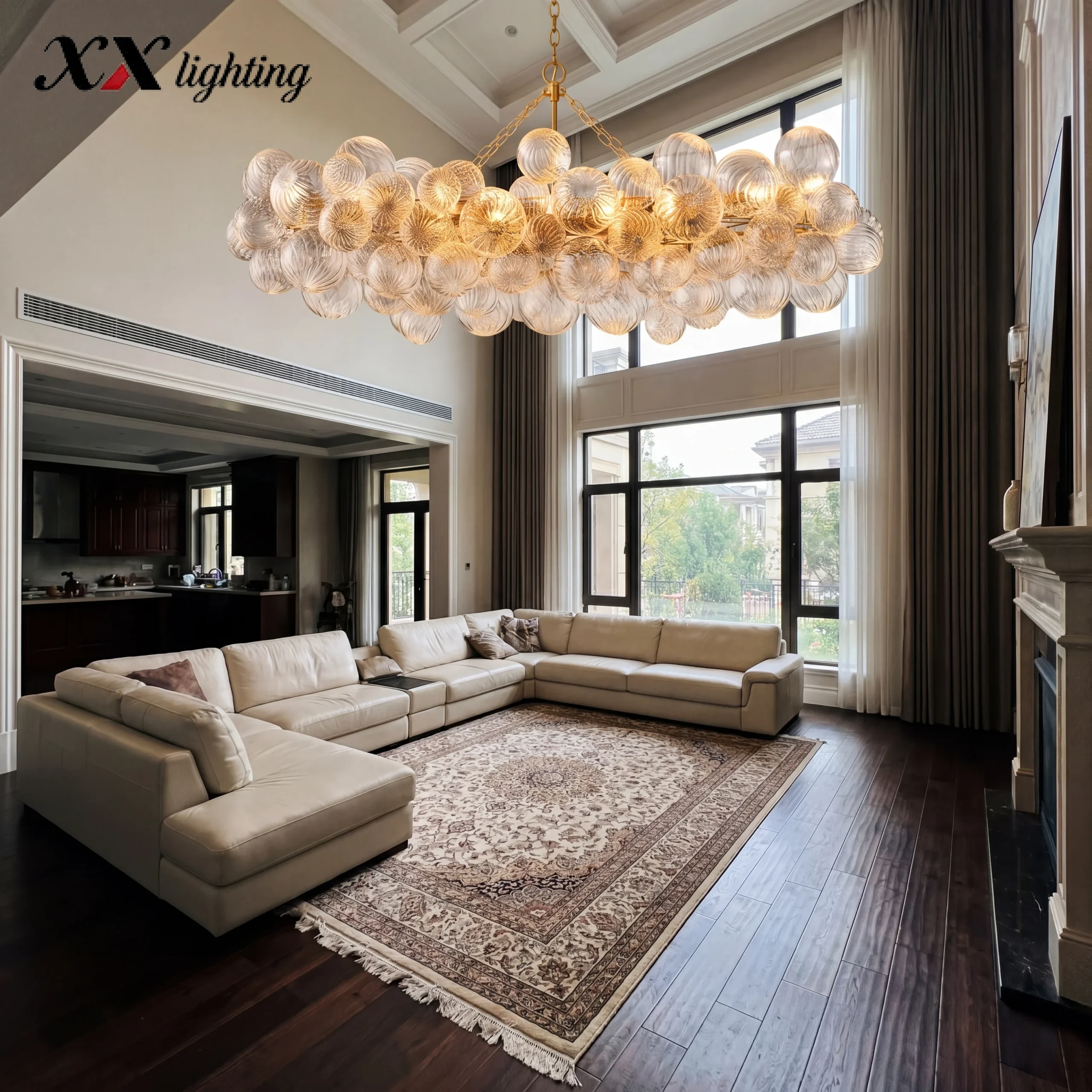 Talia Linear Chandelier 51 inch - 63¼", Plaster