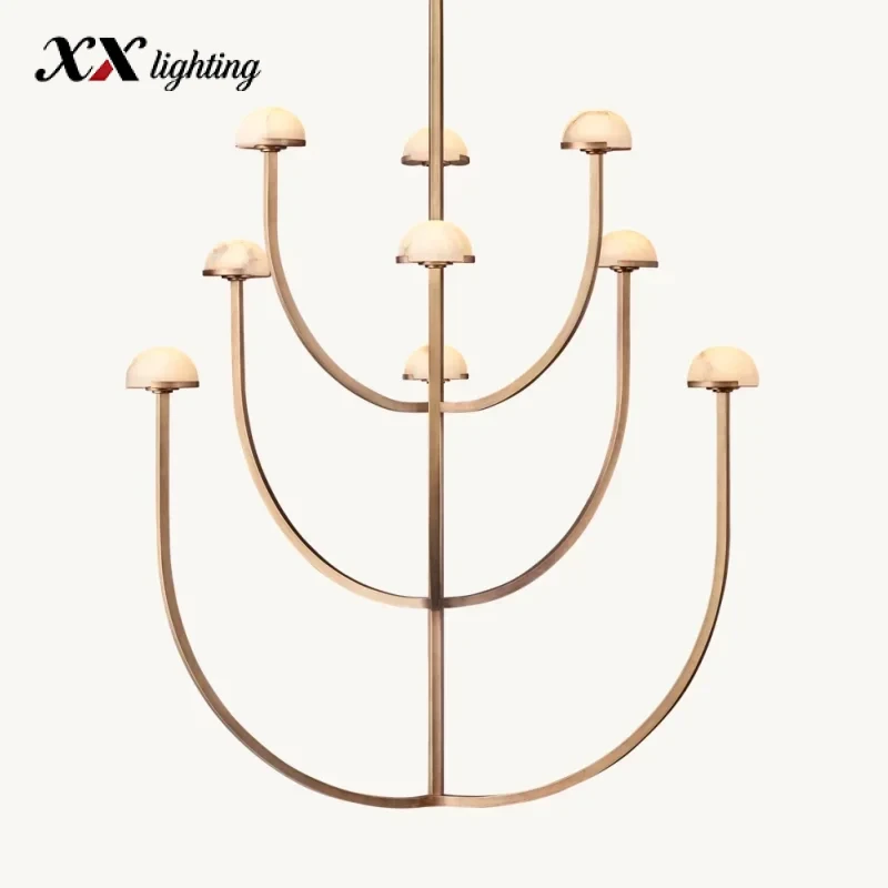 Pedra Round Chandelier 24 inch - 40", Polished Nickel