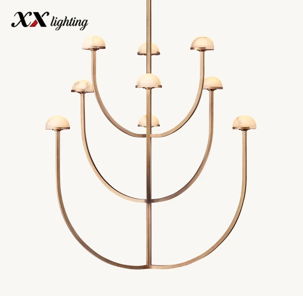 Pedra Round Chandelier 24 inch - 40", Polished Nickel